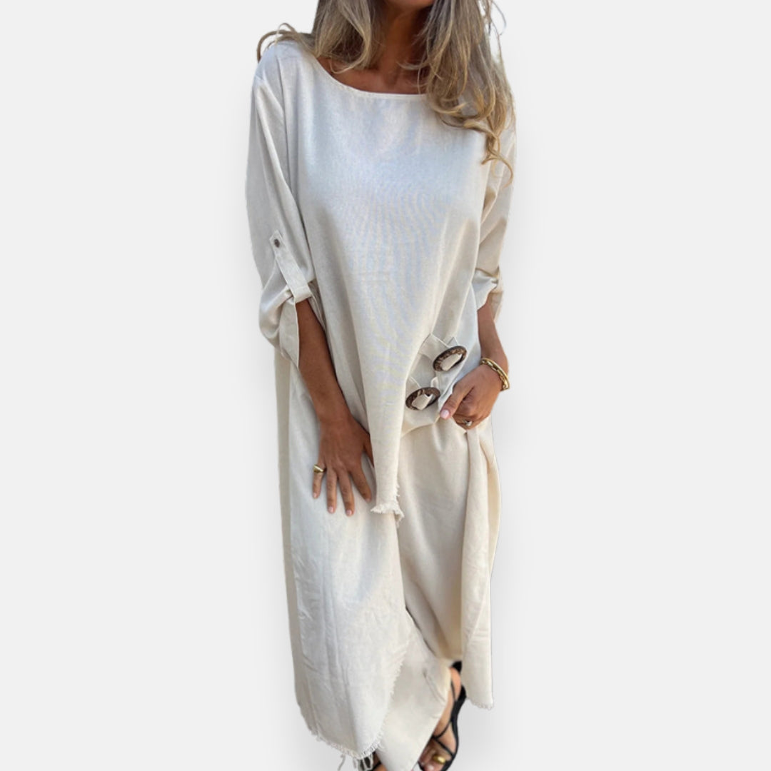 Ysandre | Robe longue fluide à détail lacet